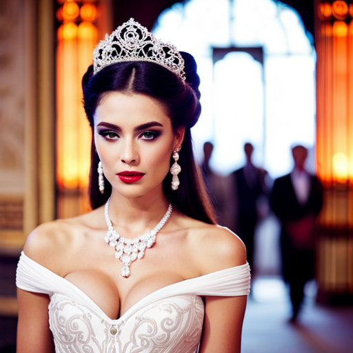 An image that juxtaposes a traditional pageant gown with modern accessories and hairstyles, showcasing the balance between cultural heritage and contemporary fashion in pageant outfits